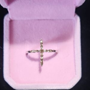 Natural Champagne Diamond Cross Ring